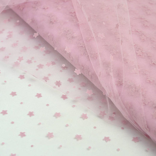 Tiul cu Buline si Stelute Roz