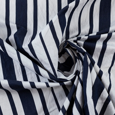 Bumbac alb cu dungi bleumarin - camasi, rochii, bluze