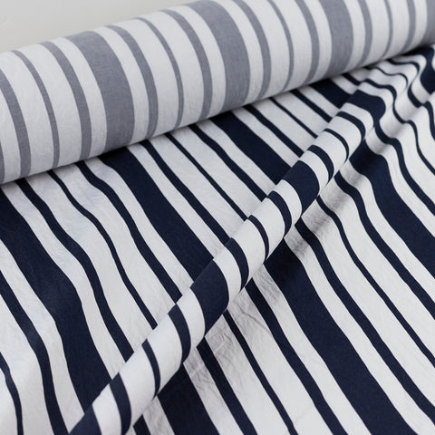 Bumbac alb cu dungi bleumarin - camasi, rochii, bluze