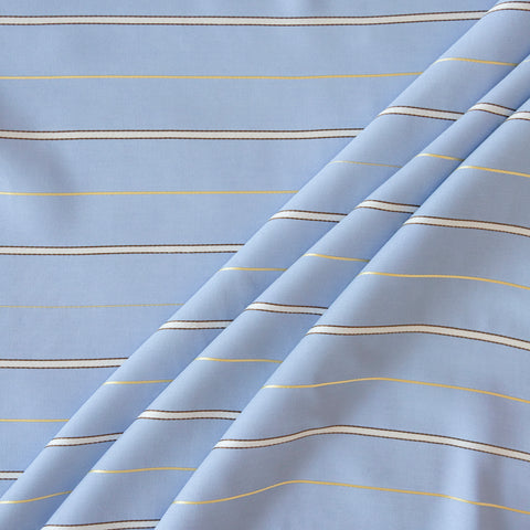 Bumbac cu matase bleu cu dungi