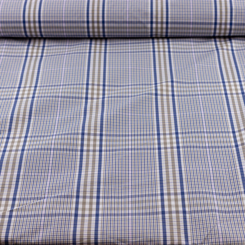 Bumbac fâșos in carouri bleu