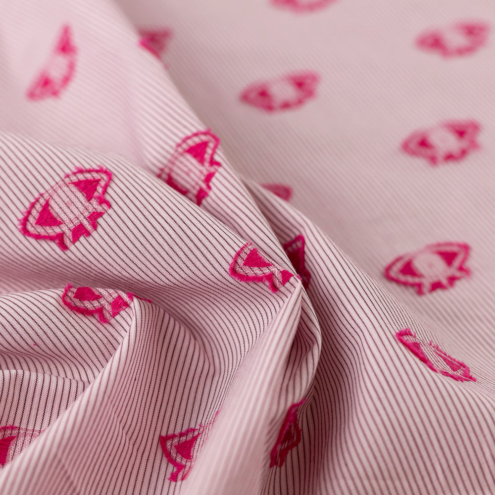 Pachet 20 metri Bumbac roz cu dungute