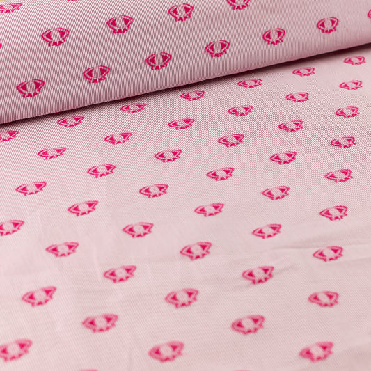 Pachet 20 metri Bumbac roz cu dungute