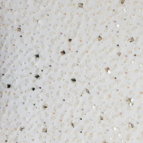 Dantela Off-White cu Paiete si Margele