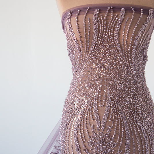 Dantela Roz Prafuit cu margele si paiete