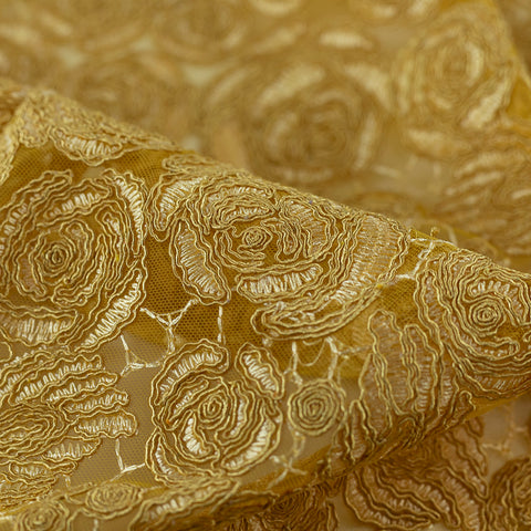 Dantela brodata galben auriu