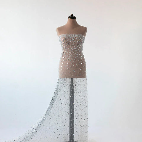 Dantela cu Strasuri Off-White