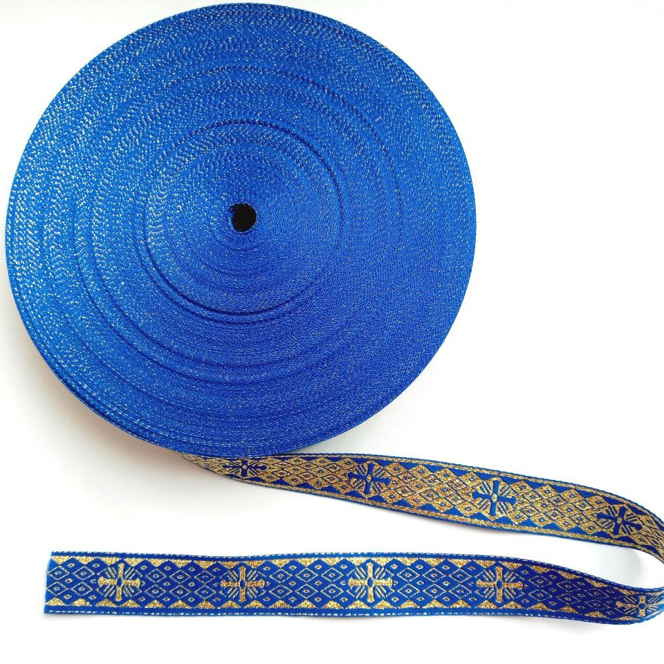 Galon Bisericesc Albastru cu Auriu 2 Fete