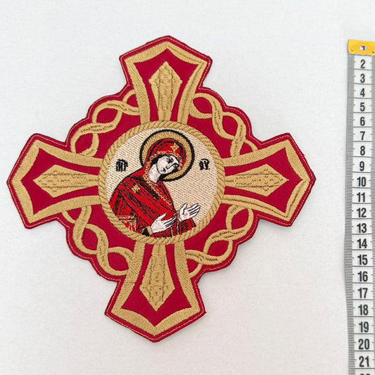 Icoana Cruce Brodata Maica Domnului Grena Auriu