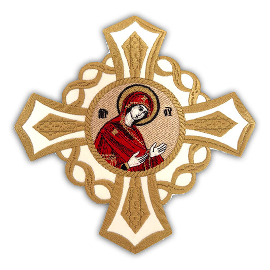 Icoana Cruce Brodata Maica Domnului Aurie