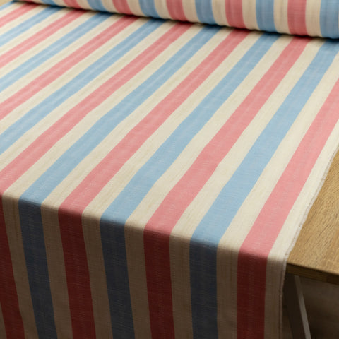 Material pentru fata de masa ivoire cu dungi colorate