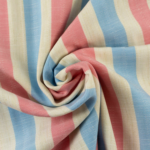 Material pentru fata de masa ivoire cu dungi colorate