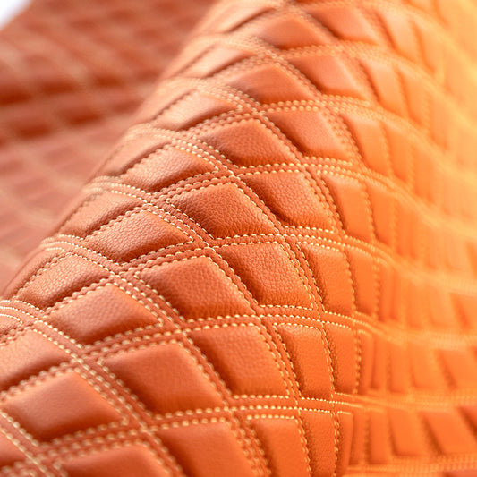 Piele ecologica maro deschis cu romburi pentru tapiterie auto