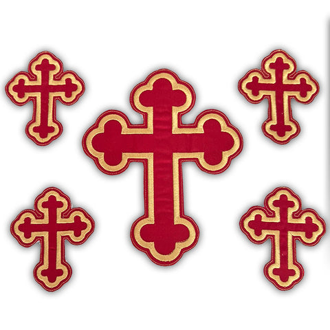 Set 5 Cruci Brodate Grena Auriu