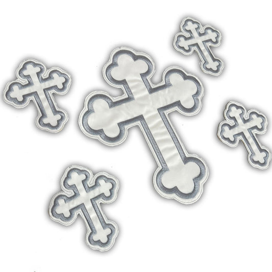 Set 5 Cruci Brodate Alb Gri