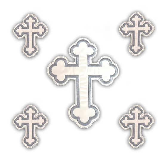 Set 5 Cruci Brodate Alb Gri