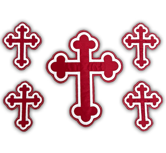 Set 5 Cruci Brodate Grena Alb