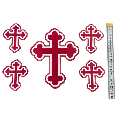 Set 5 Cruci Brodate Grena Alb