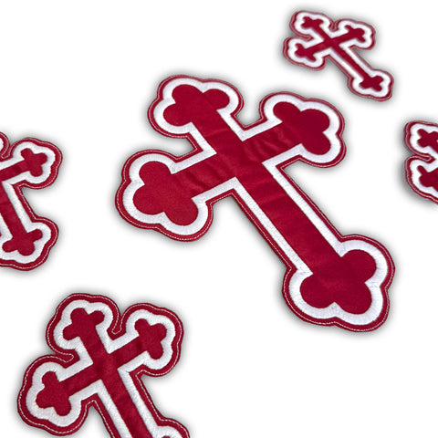 Set 5 Cruci Brodate Grena Alb