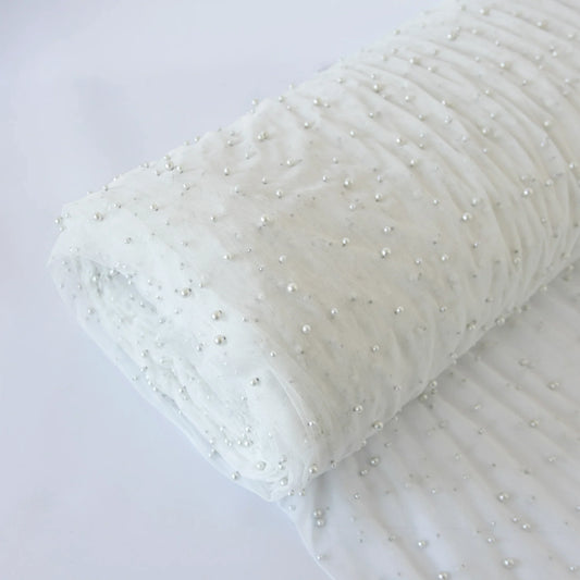 Tulle cu perle inegale Ivoire
