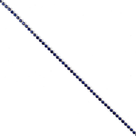 Banda argintie cu cristale albastre 2 mm