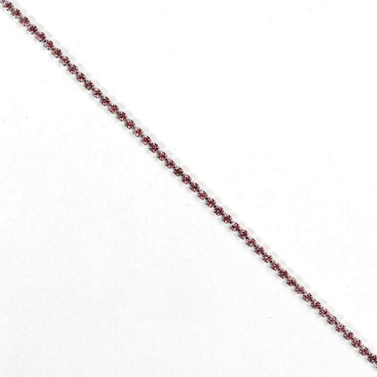 Banda argintie cu cristale roz 2 mm
