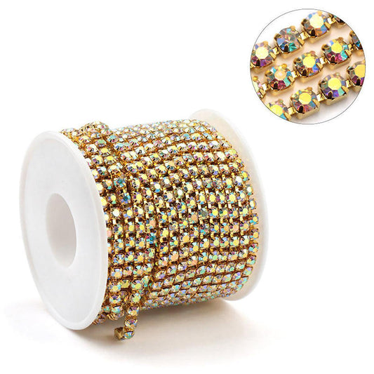 Banda aurie cu cristale multicolore 2 mm