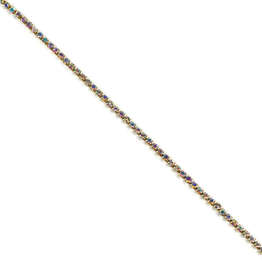 Banda aurie cu cristale multicolore 2 mm