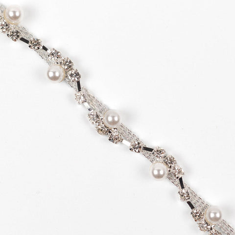 Banda cu cristale si perle 1 cm