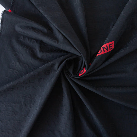 Bumbac negru cu broderie text