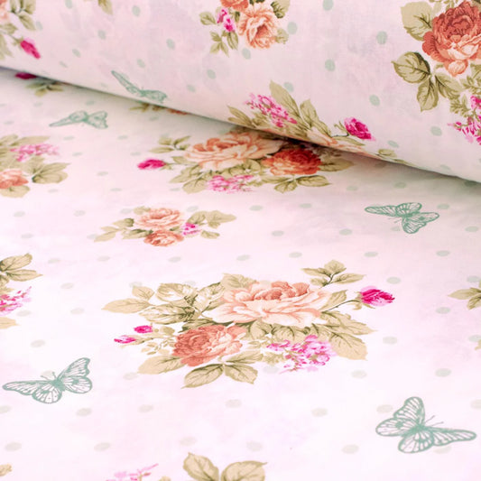 Bumbac Ranforce Bujori 240 cm Latime