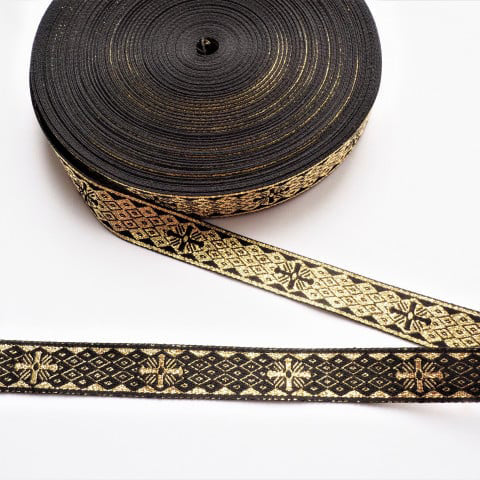 Galon Bisericesc Negru cu Auriu 2 Fete