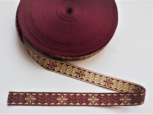 Galon Bisericesc Visiniu cu Auriu 2 Fete