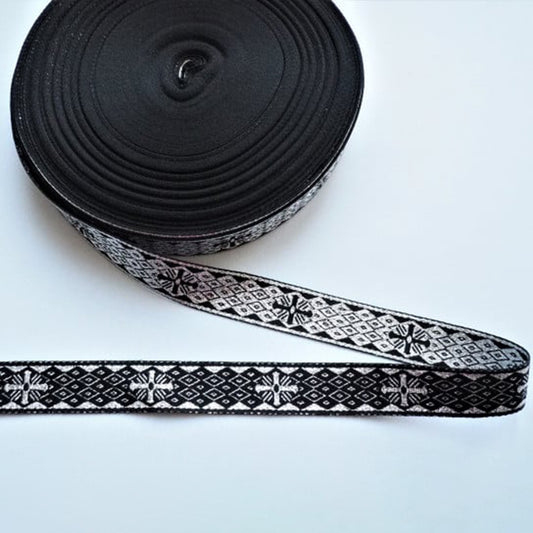 Galon Bisericesc Negru cu argintiu