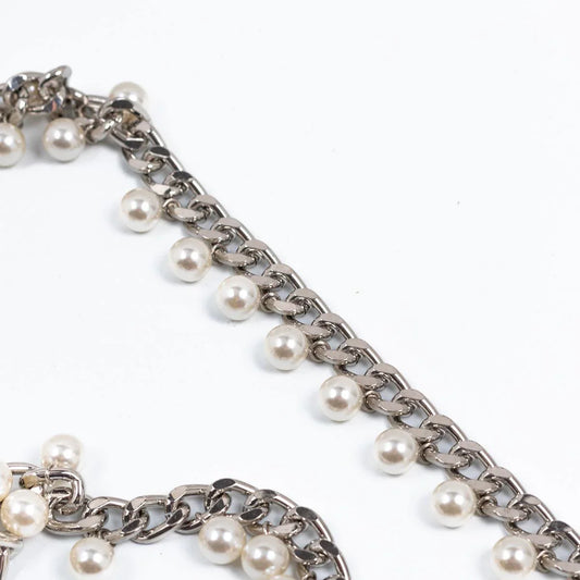 Lant ornamental argintiu cu perle