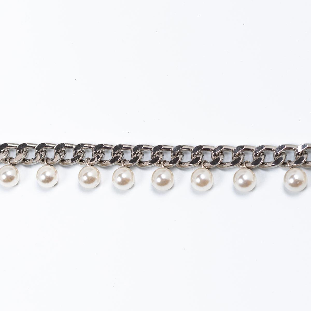 Lant ornamental argintiu cu perle