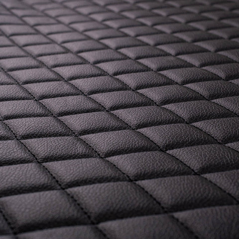 Piele ecologica neagra cu romburi si cusatura neagra pentru tapiterie auto