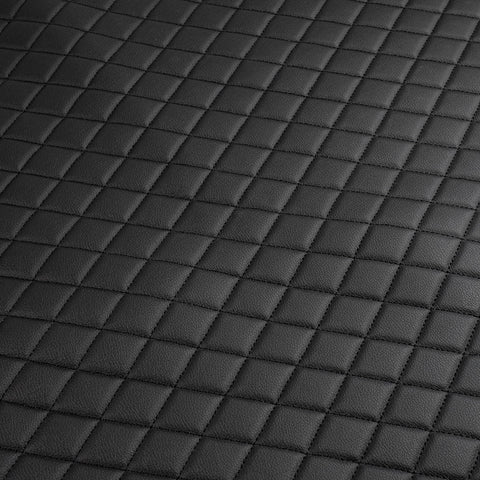 Piele ecologica neagra cu romburi si cusatura neagra pentru tapiterie auto