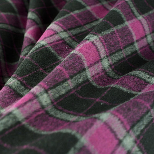 Stofa palton carouri negru magenta