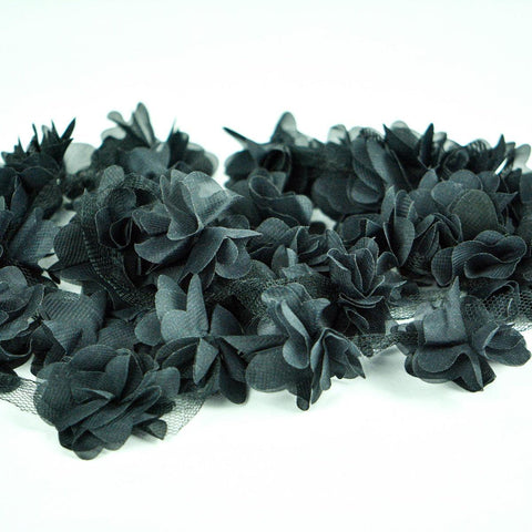 Banda decorativa cu flori - Negru