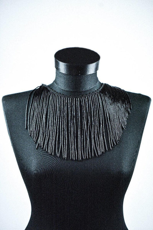 Banda decorativa cu margele pentru rochii - Negru
