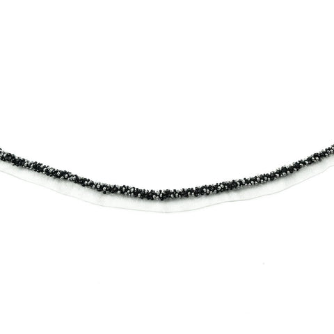 Banda decorativa cu perle - Negru si argintiu