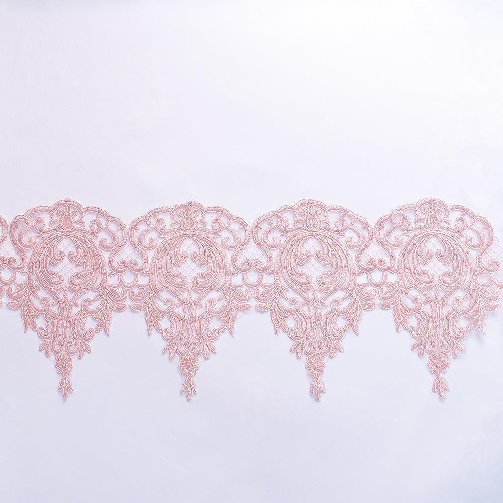 Banda decorativa din dantela cu perle - Roz | Texmag.ro