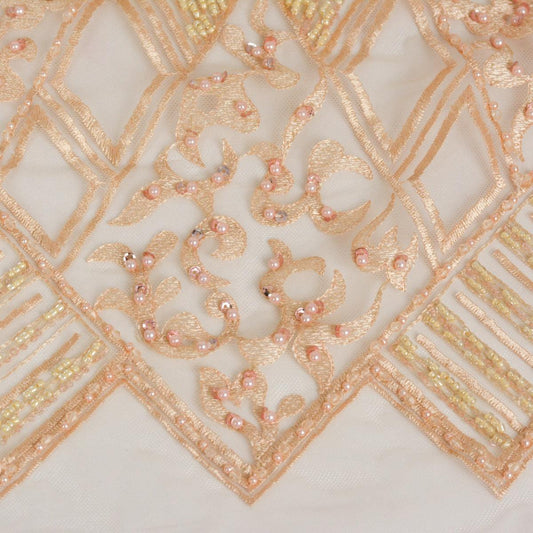 Dantela cu margele si perle - Roz Somon