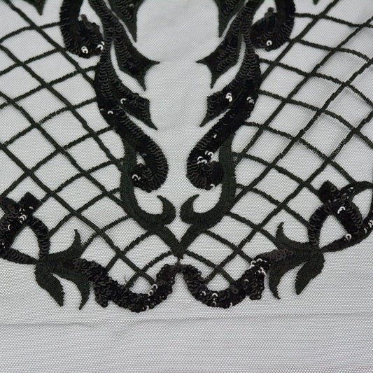 Dantela cu paiete - Negru model plasa