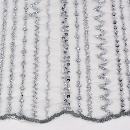 Dantela cu pietre - Gri cu flori