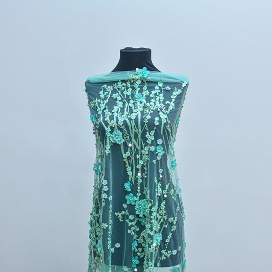 Dantela cu pietre - Verde Menta