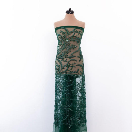 Dantela verde sirag de margele si perle