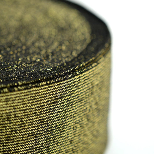 Elastic colorat Latime 6 cm Negru cu fir Auriu