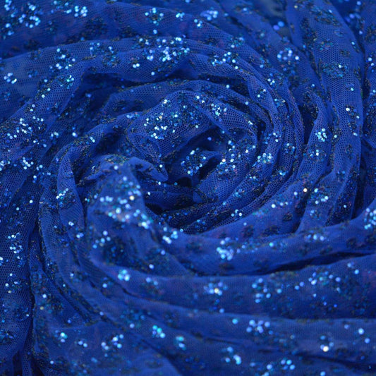 Glitter pe tulle - Albastru